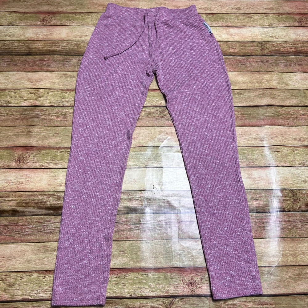Gymshark Ribbed Knit Leggings Purple Marl High Waisted Lounge Pants Small